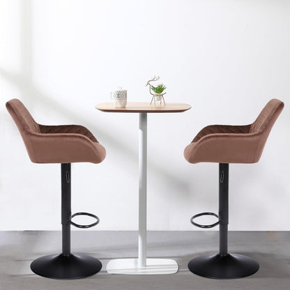 Barhocker Set 2er – Höhenverstellbar, Samt, Braun