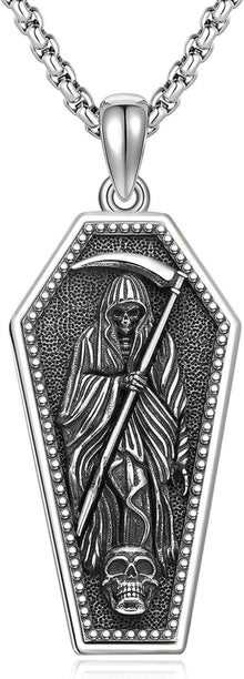 Santa Muerte Totenkopf Halskette 925 Sterling Silber Anhänger Schmuck