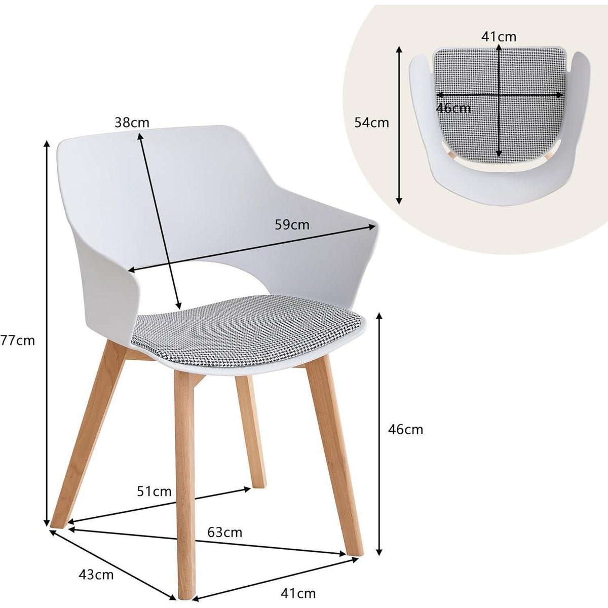 4er-Set Esszimmerstühle Modern Skandinavisch mit Armlehnen Weiß