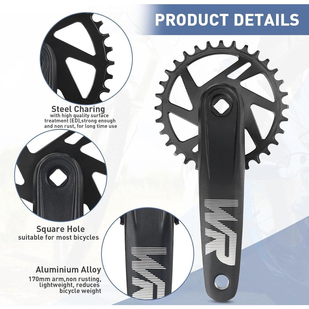 Fahrrad Kurbelgarnitur 170mm – 32T/34T/36T/38T Single Speed