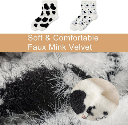 Süße Kuh Kuschelsocken Damen 2 Paar Stopper Flauschige