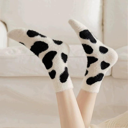 Kuschelsocken Damen 2 Paar Süße Kuh Stoppersocken Warme Flauschige Socken