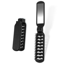 Reisebürste mit Spiegel Mini Haarbürste Faltbar Schwarz Kompakt Brush