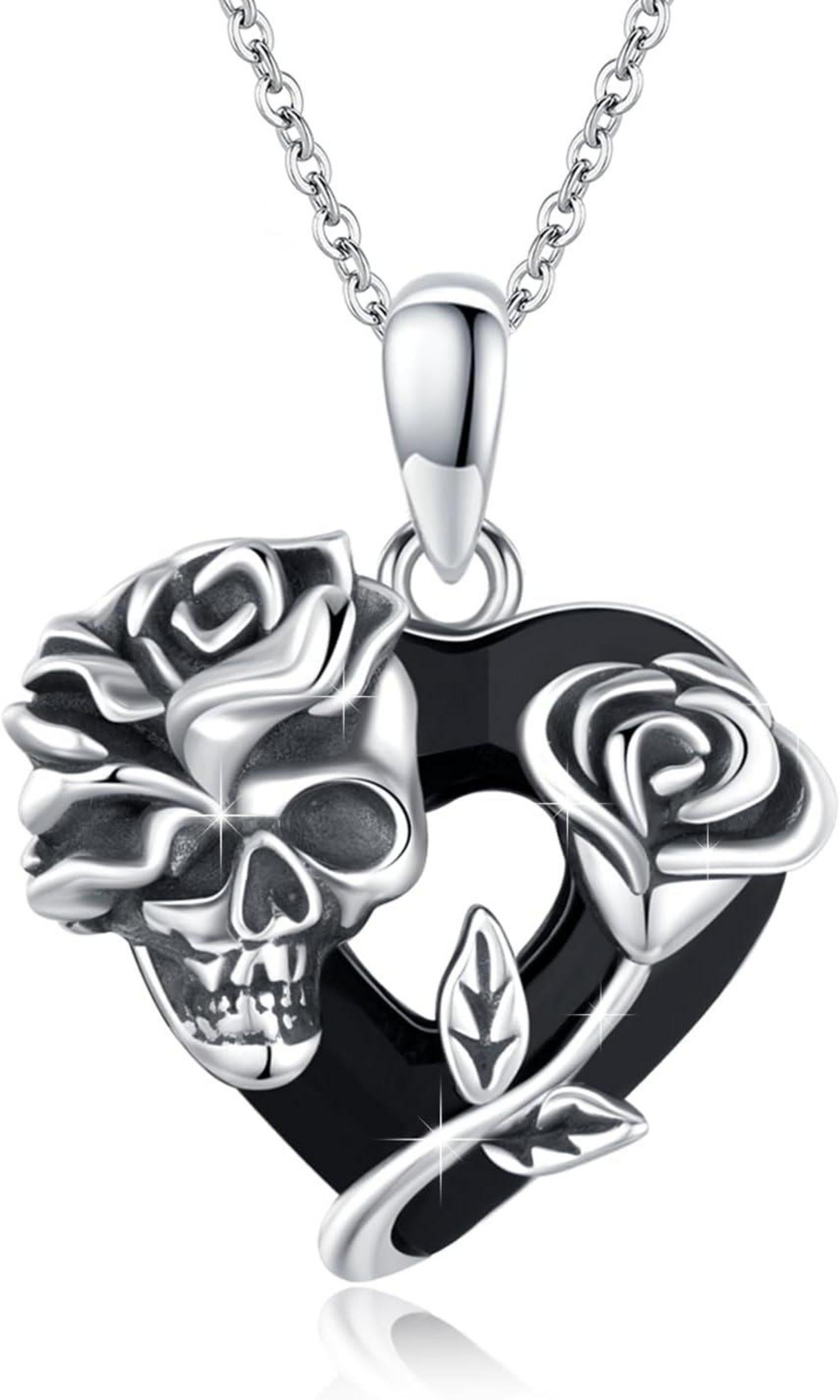 TRISHULA Totenkopf Halskette Gothic Schmuck Geschenke Damen Mädchen