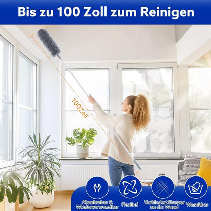 Teleskop Staubwedel Set 250cm, Mikrofaser & Chenille, Waschbar