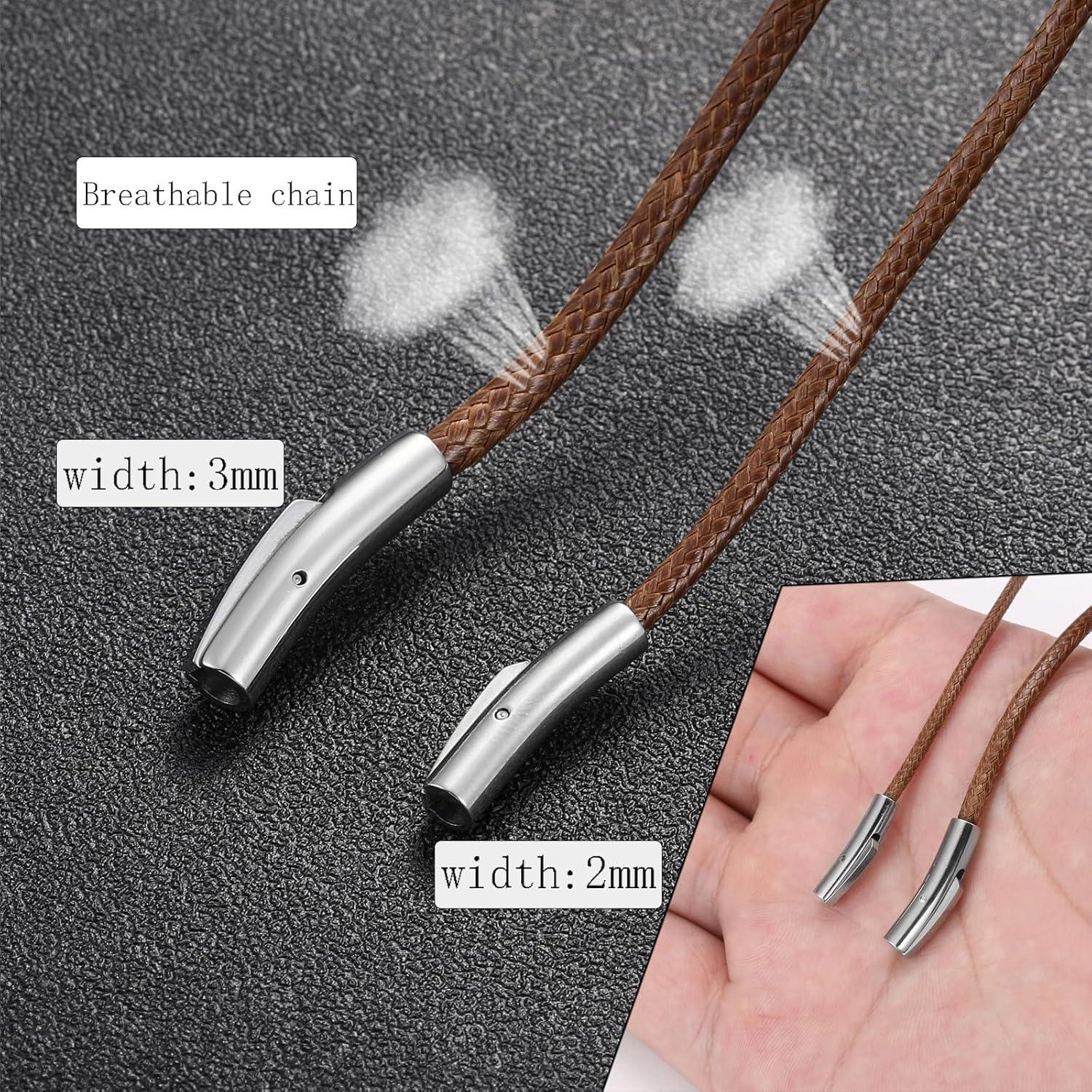 Lederkette Herren Damen Schwarz Braun 2/3mm 46-76cm Magnetverschluss
