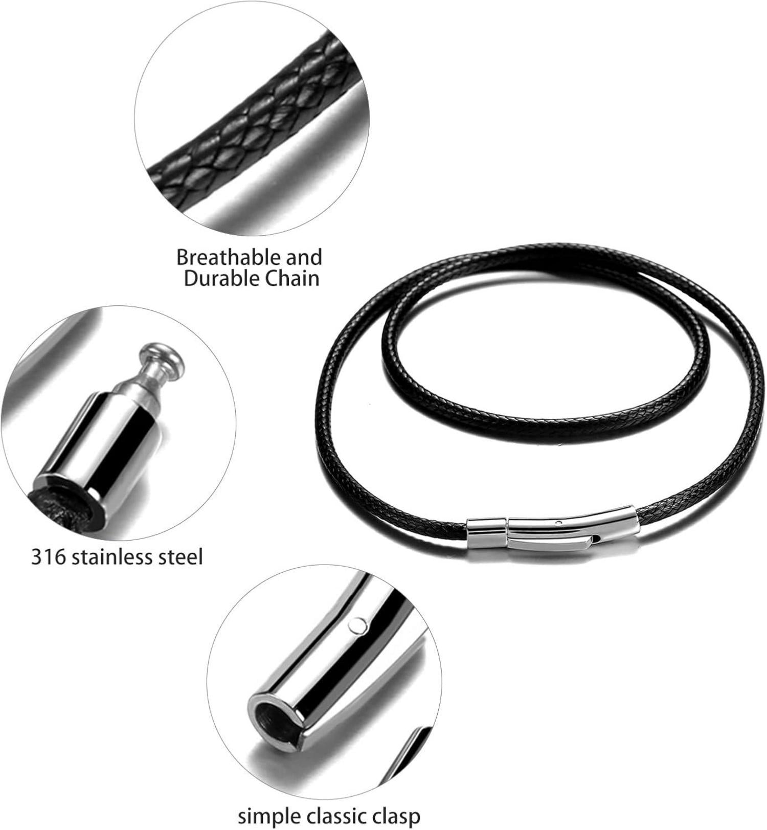 Herren Lederkette Schwarz Braun 2/3mm Halskette 46-76cm mit Verschluss
