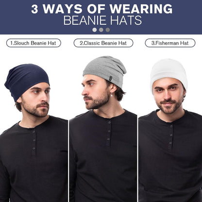 Slouchy Beanie Mütze Damen & Herren – Weiche Baumwoll Beanie Blau