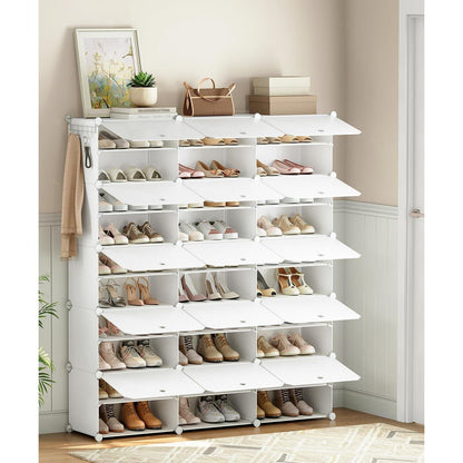 Hoobro Schuhregal mit 15 Fächern für 54 Paar Schuhe Weiß 120