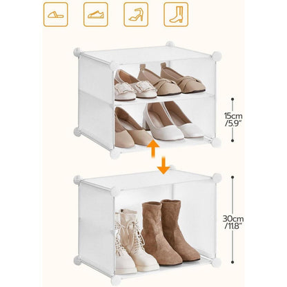 Hoobro Schuhregal mit 15 Fächern für 54 Paar Schuhe Weiß 120