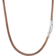 RWQIAN Herren Lederkette 2/3mm Schwarz/Braun 46-76cm