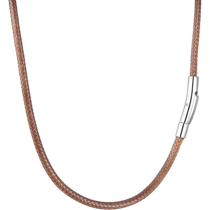RWQIAN Herren Lederkette 2/3mm Schwarz/Braun 46-76cm