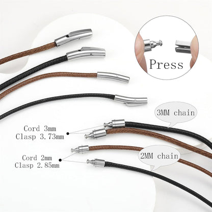 RWQIAN Lederkette Herren Schwarz/Braun 46-76cm mit Druckverschluss