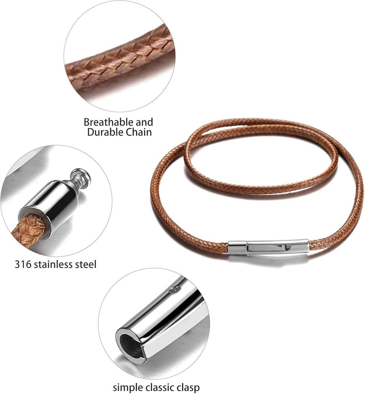 Lederkette Herren 2/3mm Leder Halskette Schwarz Braun 46-76cm
