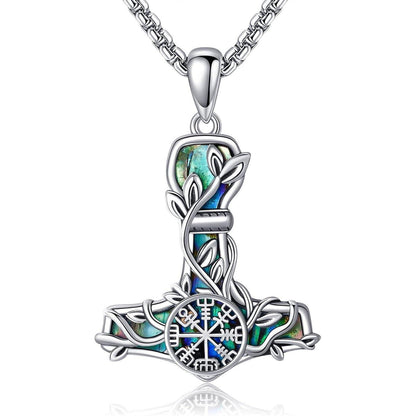 Thor Hammer Halskette Sterling Silber Mjolnir Baum des Lebens Wikinger Anhänger