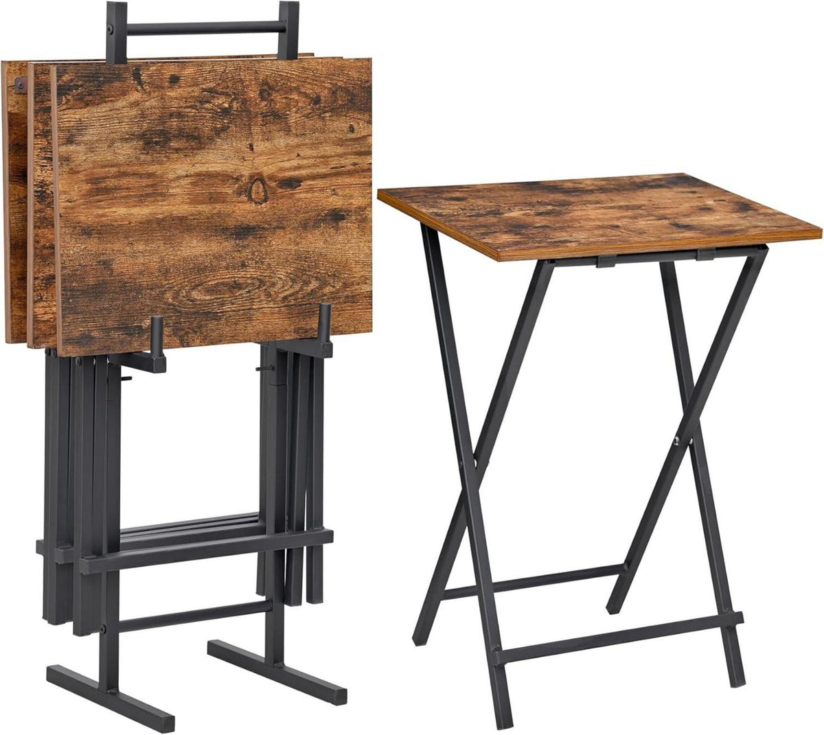 Klappbarer Beistelltisch 4er Set TV Tablett Tisch Couchtisch Wohnzimmer