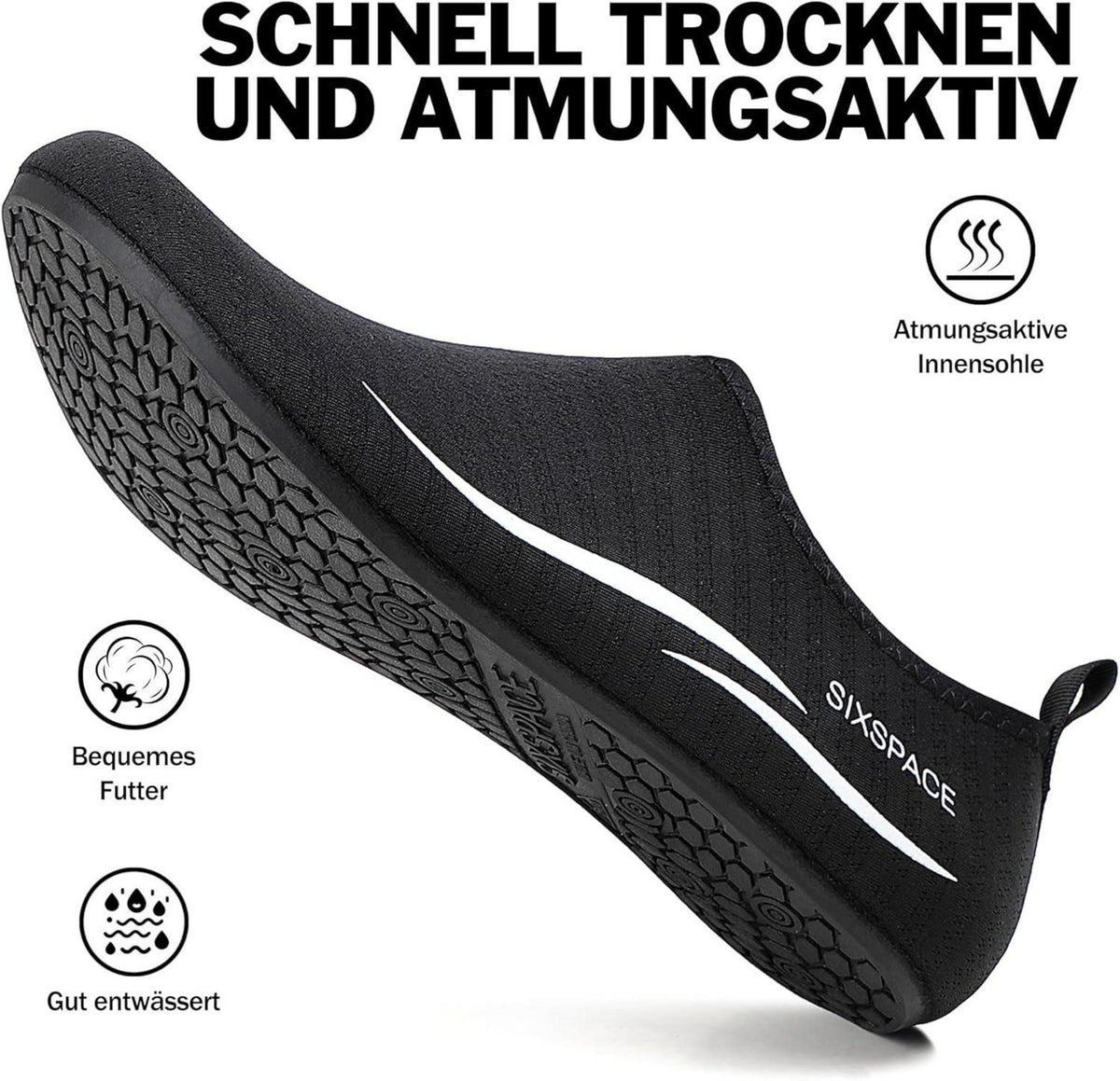 Badeschuhe Herren Damen Aqua Strandschuhe Schnelltrocknend Slip