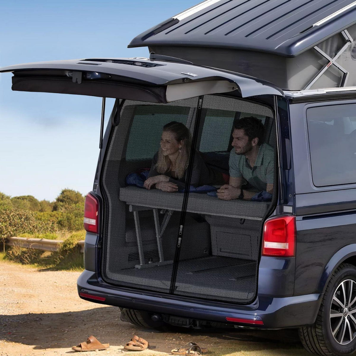 VW T5 T6 Heckklappen Sonnenschutznetz mit Reißverschluss