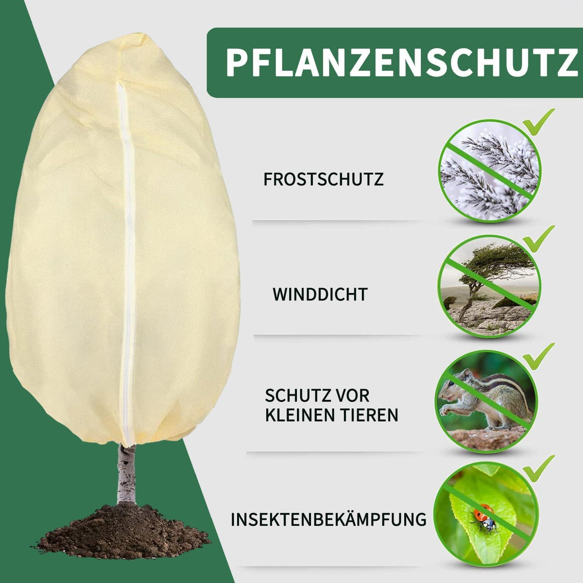 Winterschutz Pflanzenbeutel 3er Set Atmungsaktiv Frostschutz Beige 80x100cm