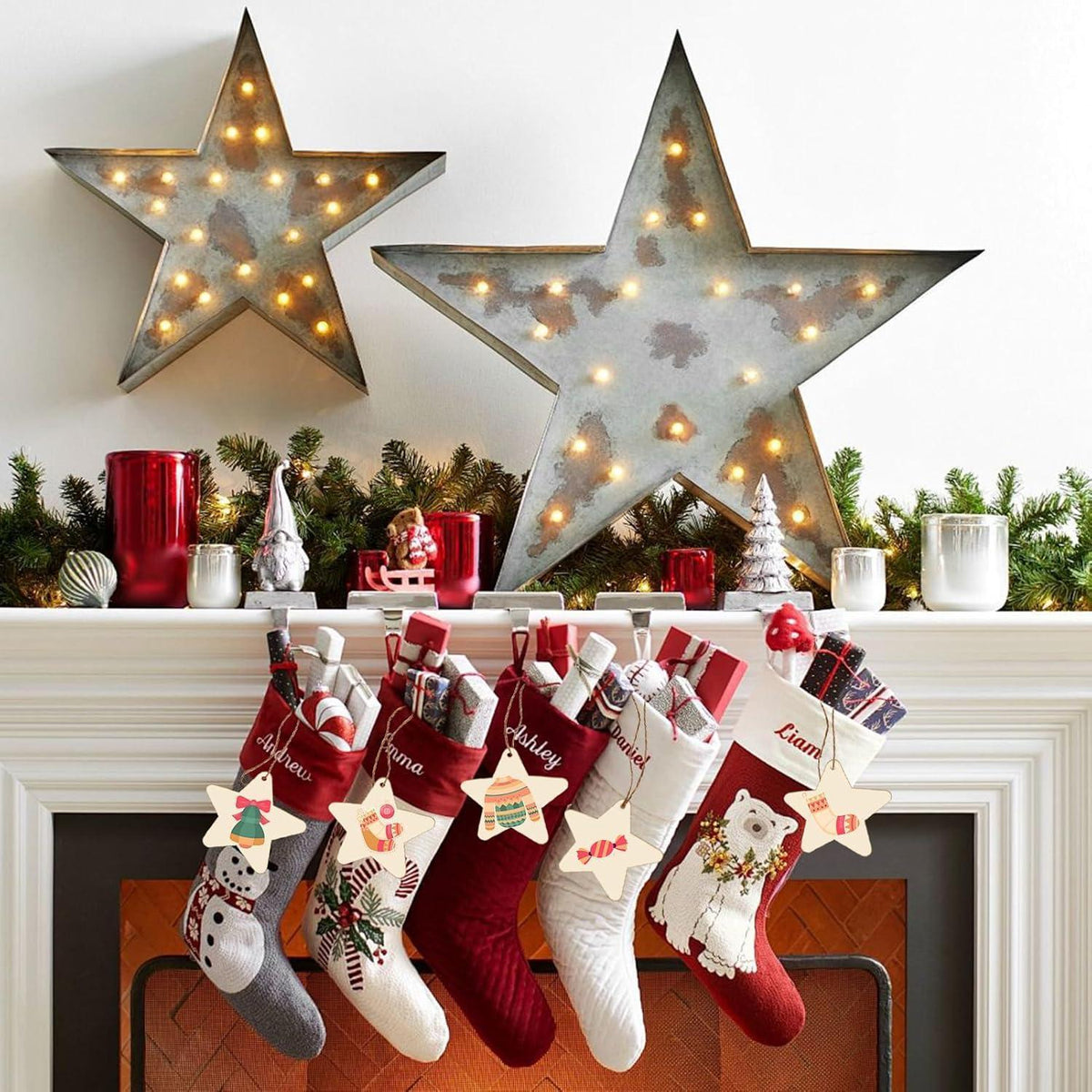 36 Holzsterne Bastelset Weihnachten – DIY Baumschmuck & Deko