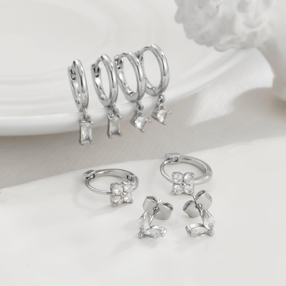Ohrringe Silber 925 Vergoldet Damen Creolen Ohrstecker Zirkonia