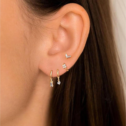 FUNEIA Ohrringe Set 925 Silber 14K Vergoldet Zirkonia Damen