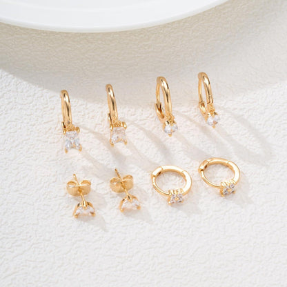 FUNEIA Ohrringe Set 925 Silber 14K Vergoldet Zirkonia Damen