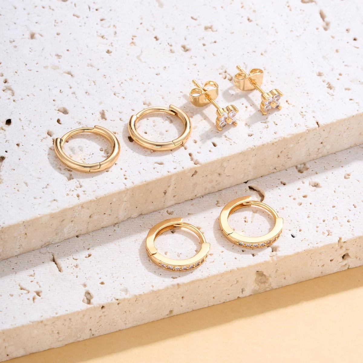 Ohrringe Silber 925 14K Vergoldet Damen Creolen Ohrstecker Zirkonia