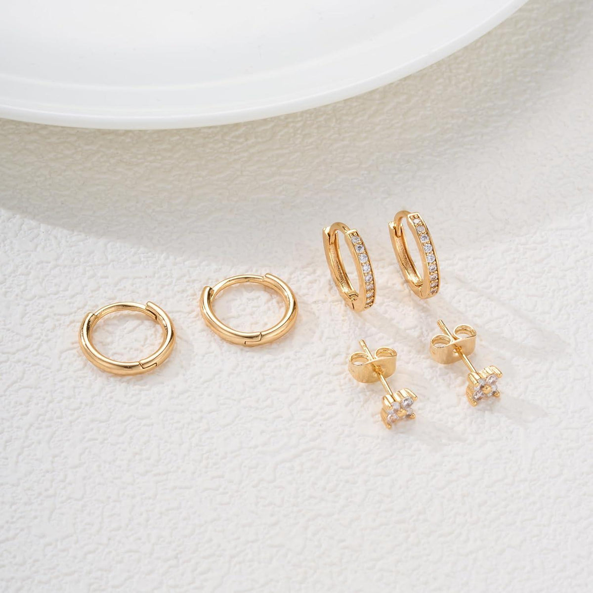 Ohrringe Silber 925 14K Vergoldet Damen Klein Creolen Ohrstecker Zirkonia Wasserdicht hypoallergen Goldene Ohrringe multiple Piercings Smuck Golden