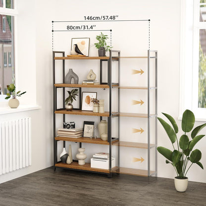 Ausziehbares Bücherregal Vintage Braun – 5 Ebenen, Eckregal