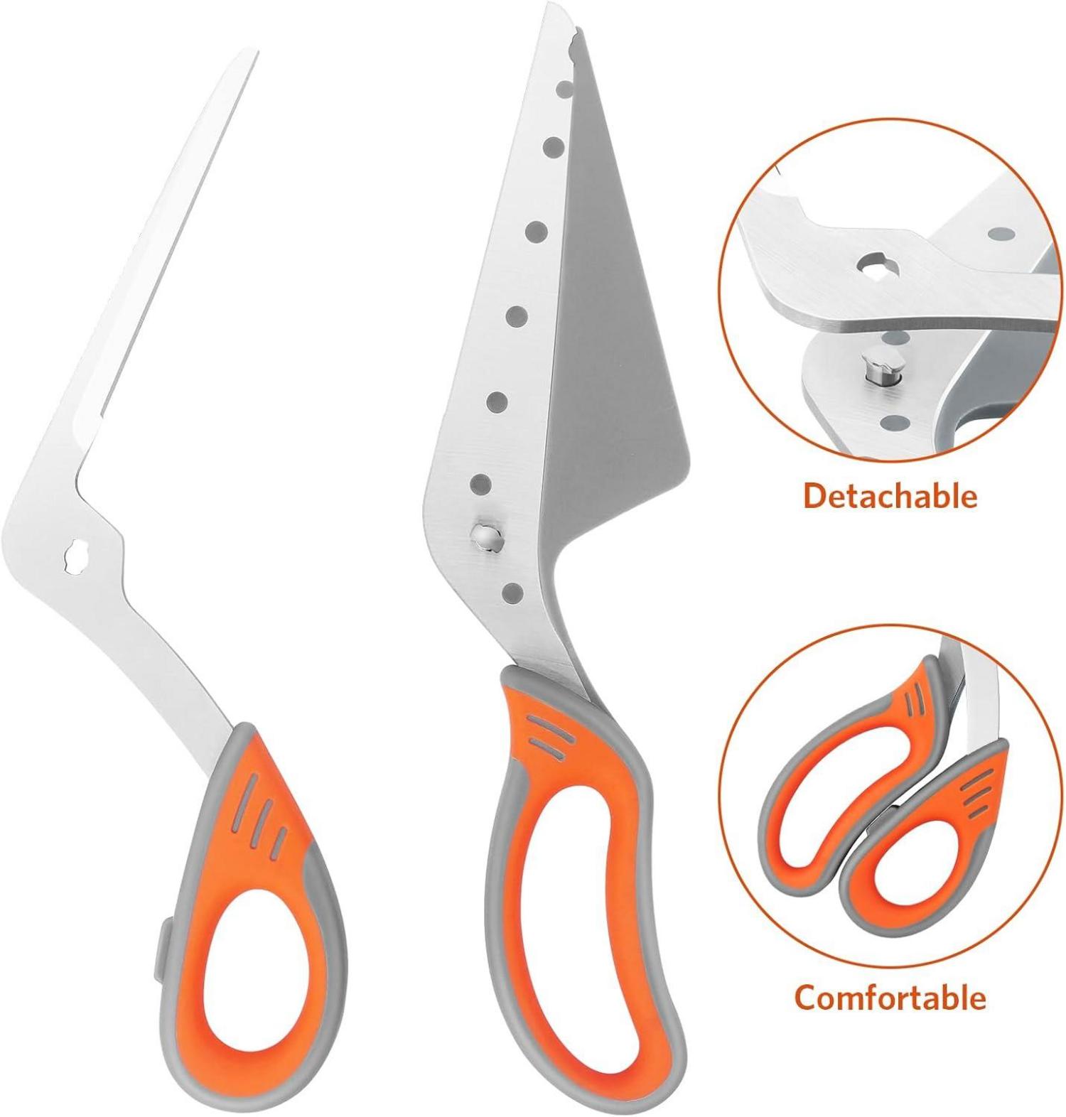 Pizzaschere mit Abnehmbarem Pizzaschaufel Edelstahlklingen Grey/Orange