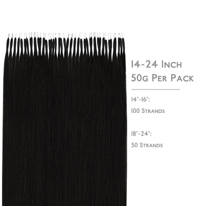 Echthaar Nano Ring Extensions Schwarz 50cm - 50g