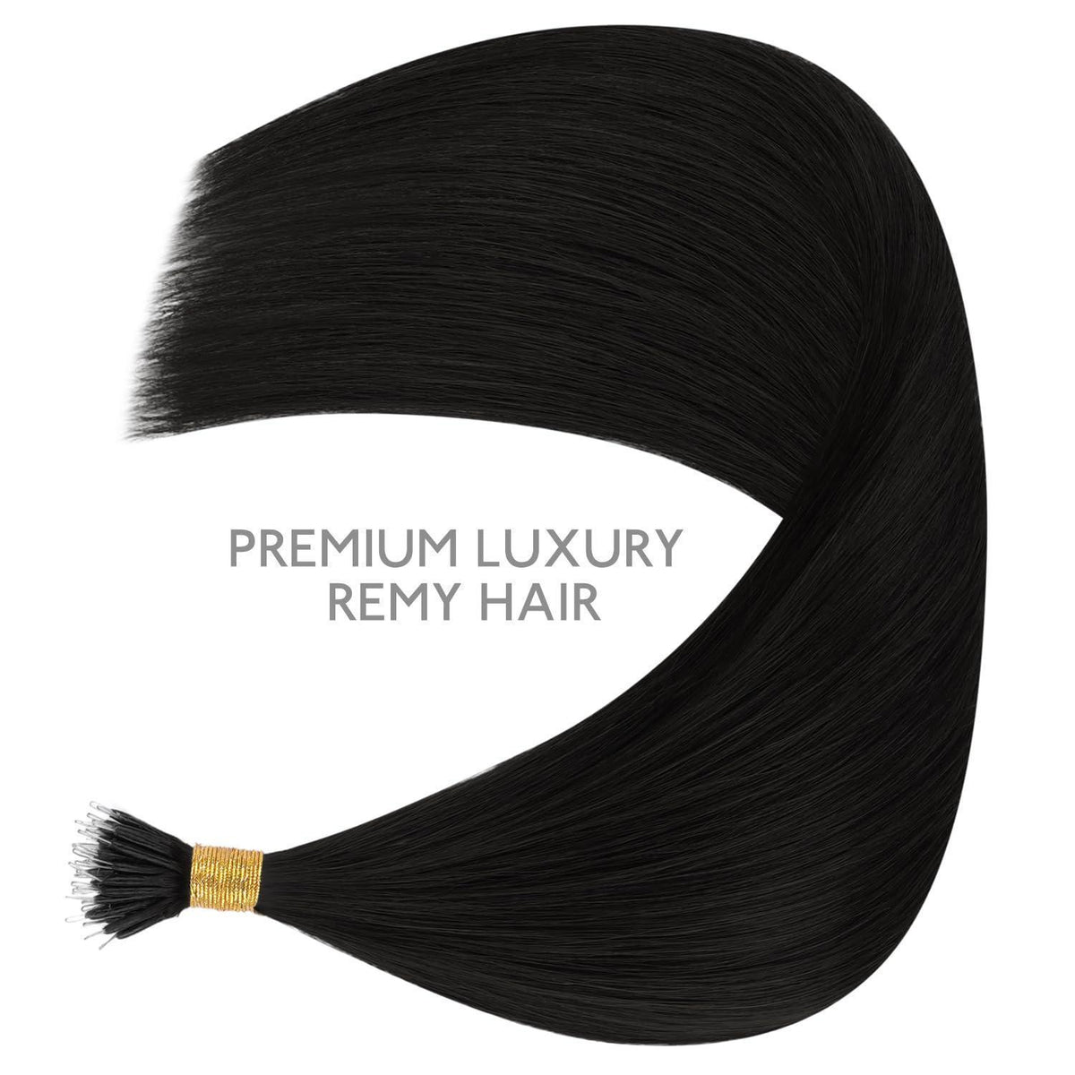 Echthaar Nano Ring Extensions Schwarz 50cm - 50g