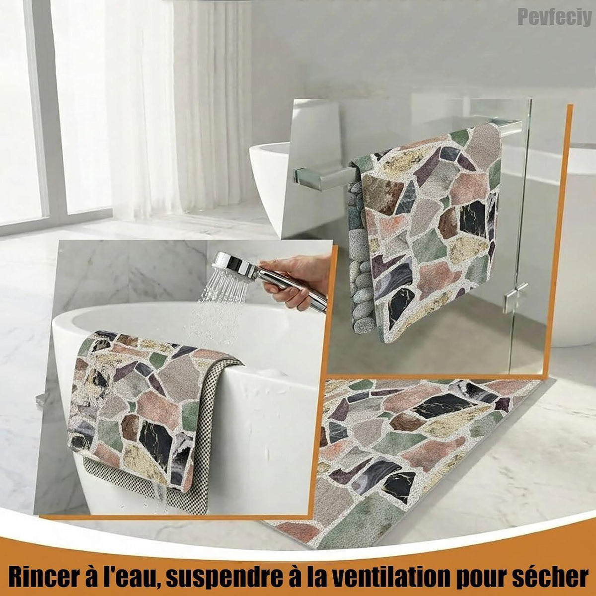 Rutschfeste Duschmatte 120x150 cm – Weich, Modern & Zuschneidbar