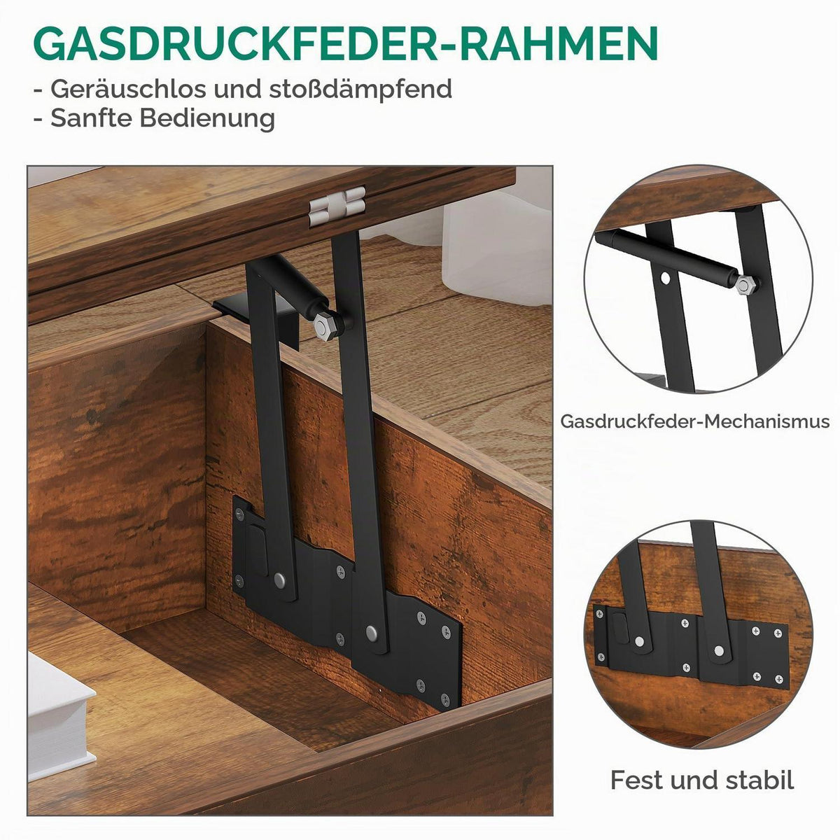 Höhenverstellbarer Couchtisch 4-in-1 mit Stauraum & Lift-Deckel