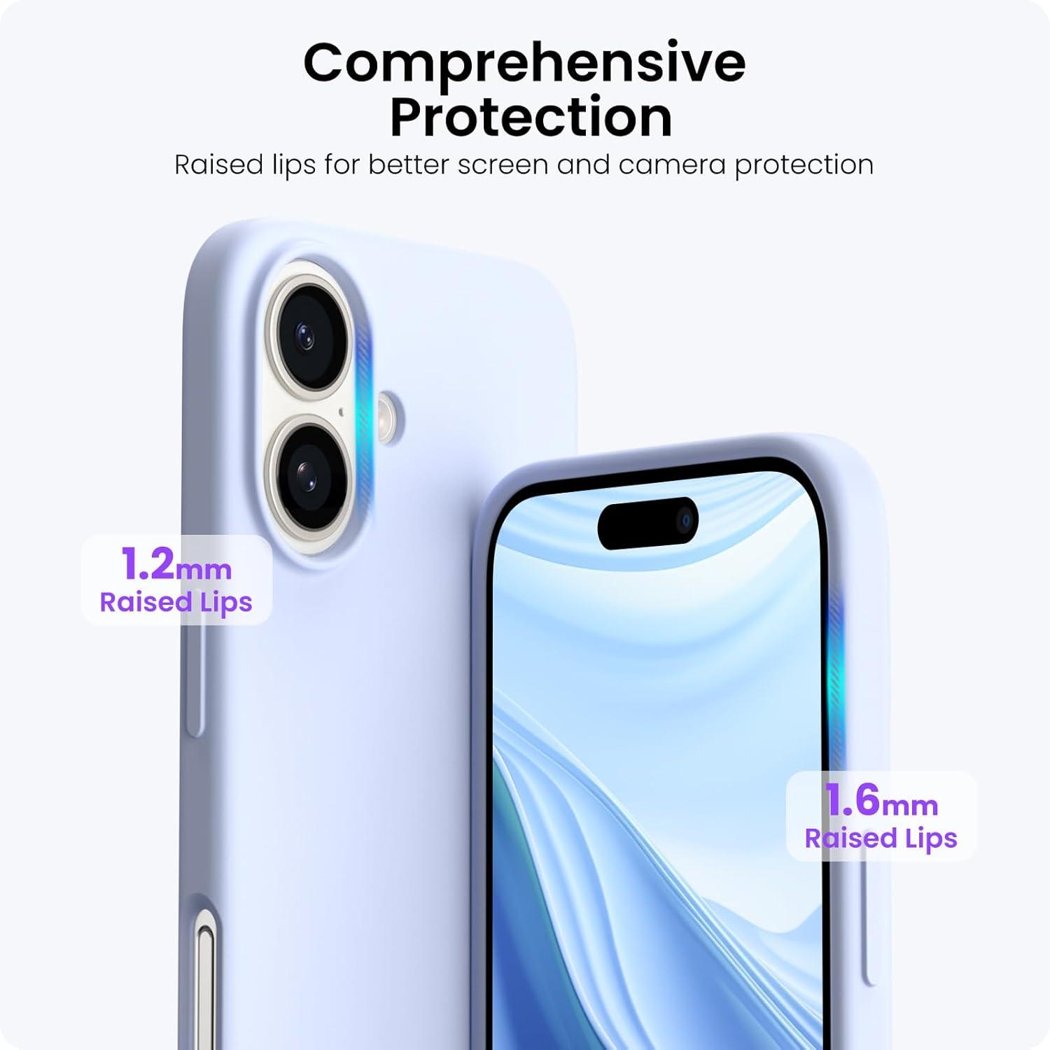 ORNARTO iPhone 16 Plus Hülle aus flüssigem Silikon - Kratzfeste Schutzhülle in Baby Blau