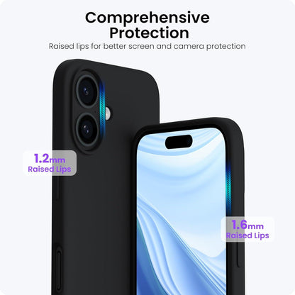 ORNARTO iPhone 16 Silikon Hülle 6,1 Zoll - Kratzfeste stoßfeste Schutzhülle Schwarz