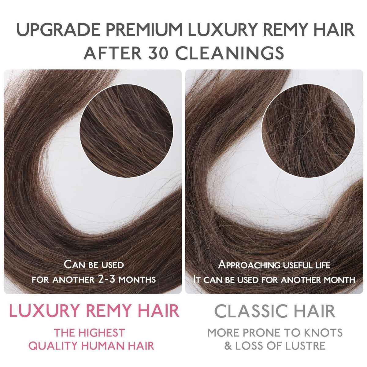 Echthaar Nano Ring Extensions – 60cm, Hellbraun/Dunkelbraun