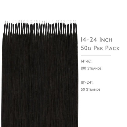 Echthaar Nano Ring Extensions Schwarz 60cm - 50g