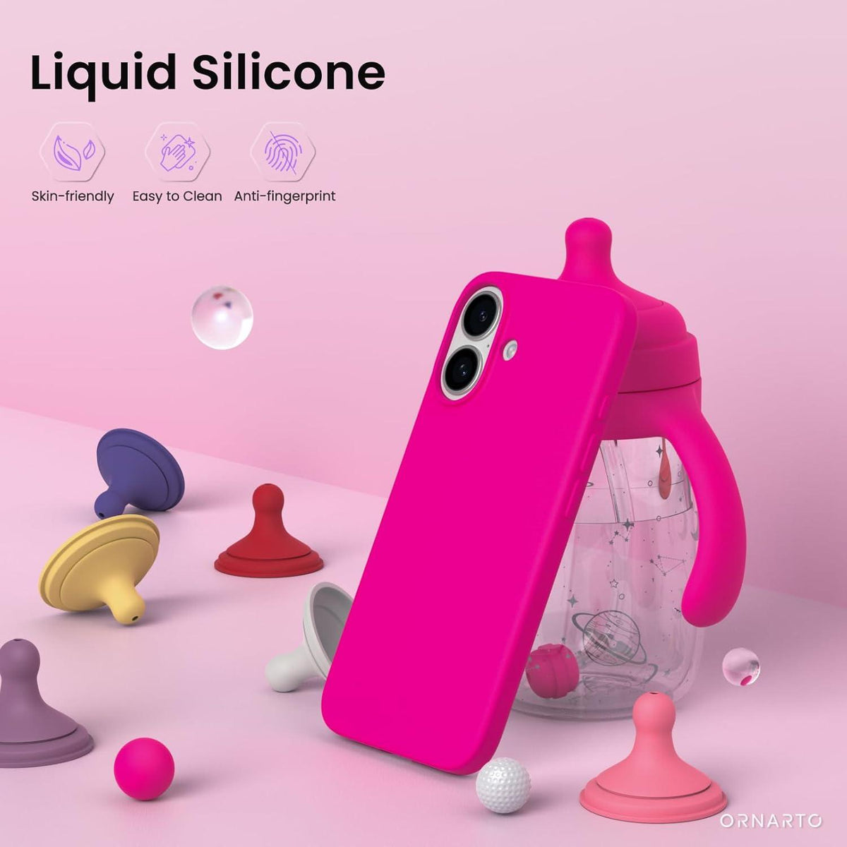 iPhone 16 Silikon Hülle 6,1 Zoll Schutzhülle - Leuchtend rosa