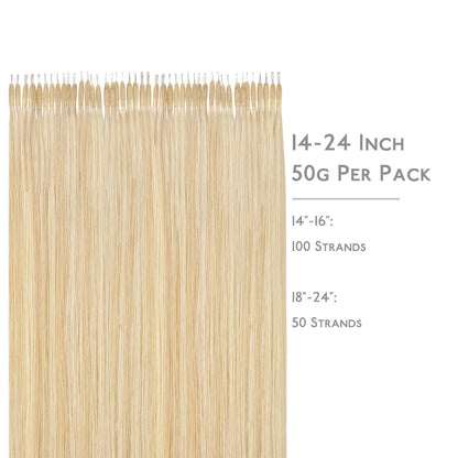 Echthaar Nano Ring Extensions Hellblond Highlights 45cm