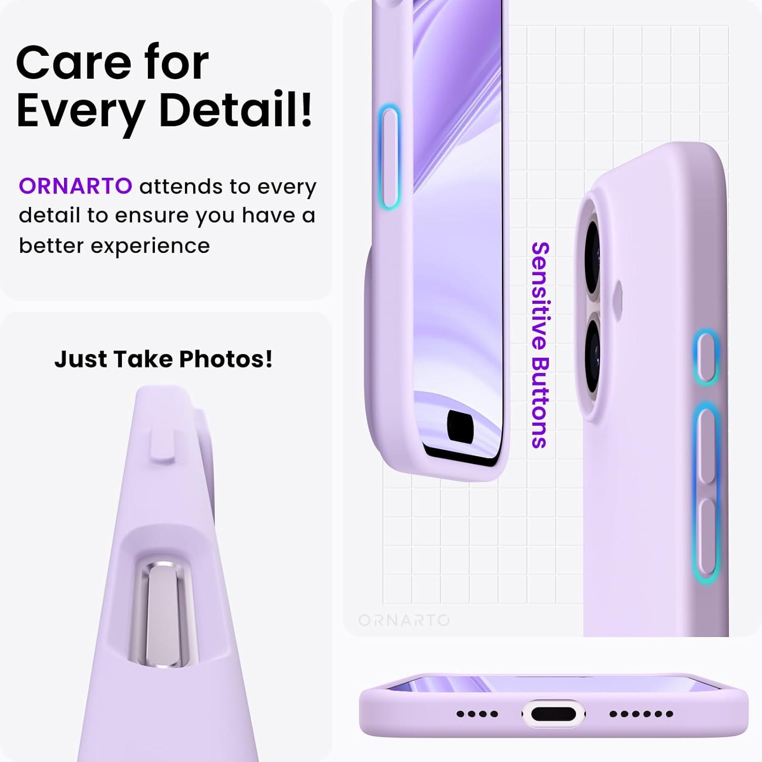 iPhone 16 Plus Hülle Silikon 6,7 Zoll Flüssig Silikon Flieder Case - ORNARTO