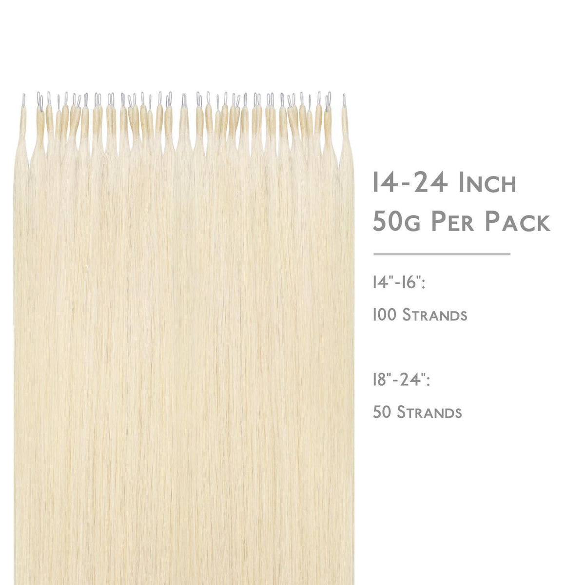 Echthaar Nano Ring Extensions Platinblond 40cm