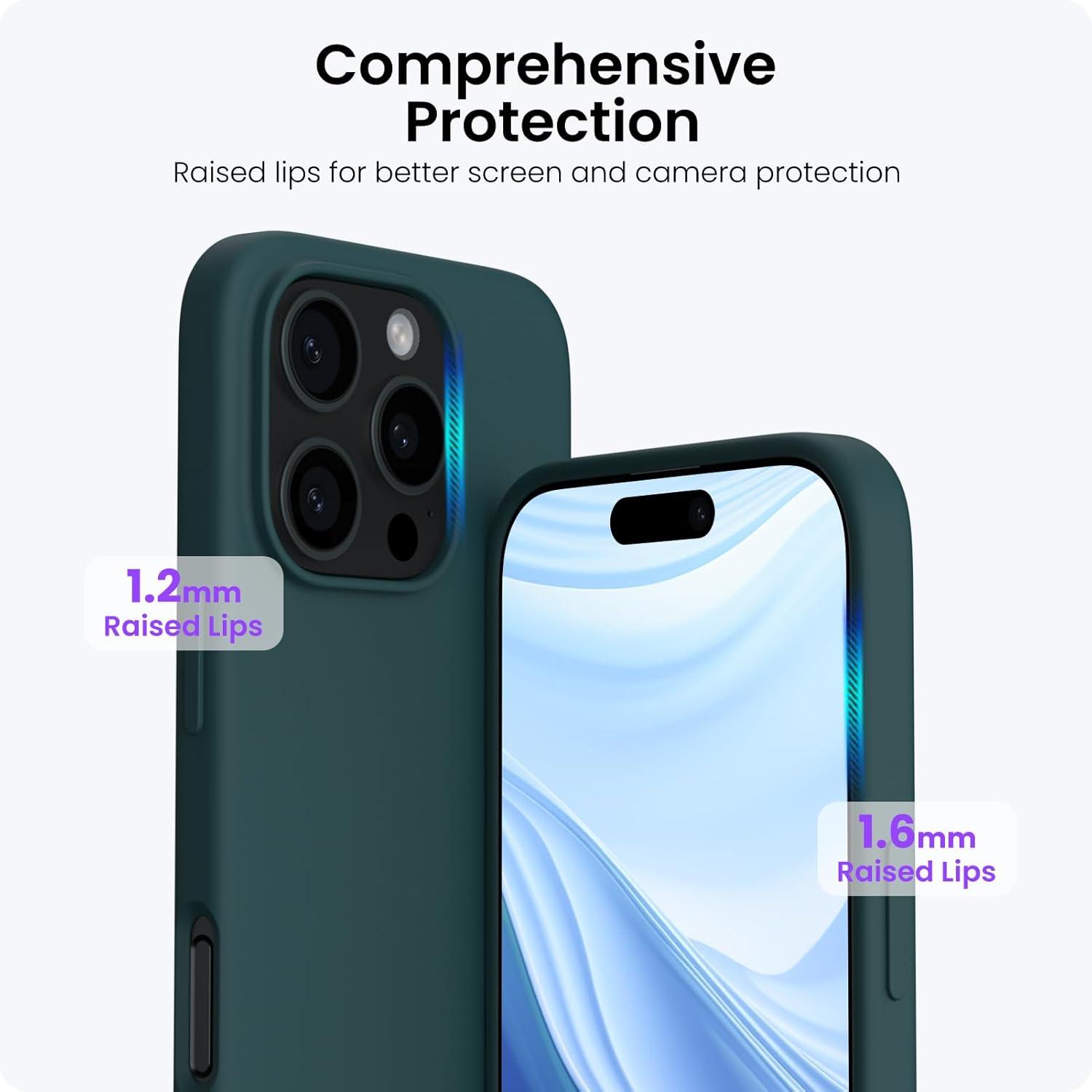 ORNARTO iPhone 16 Pro Hülle Silikon 6,3 Zoll flüssiges Silikon Olivgrün