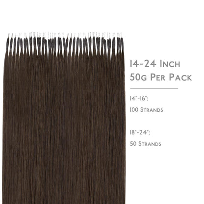 Echthaar Nano Ring Extensions Schokoladenbraun 45cm