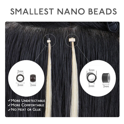 Echthaar Nano Ring Extensions Platinblond 35cm