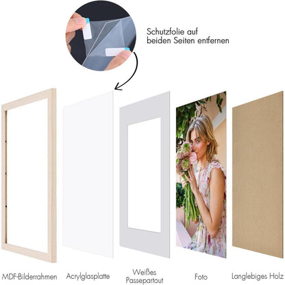 Set Bilderrahmen 30x40cm Holz Fotorahmen Passepartouts