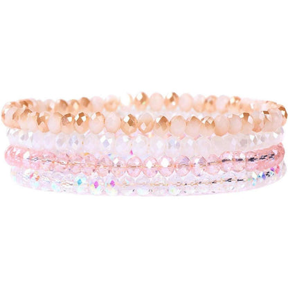 Damen Kristall Perlen Armband Mehrschichtig Boho Schwarz Rot