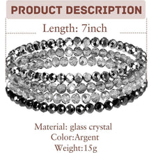 Damen Kristall Perlen Armband Mehrschichtig Boho Schwarz Silber