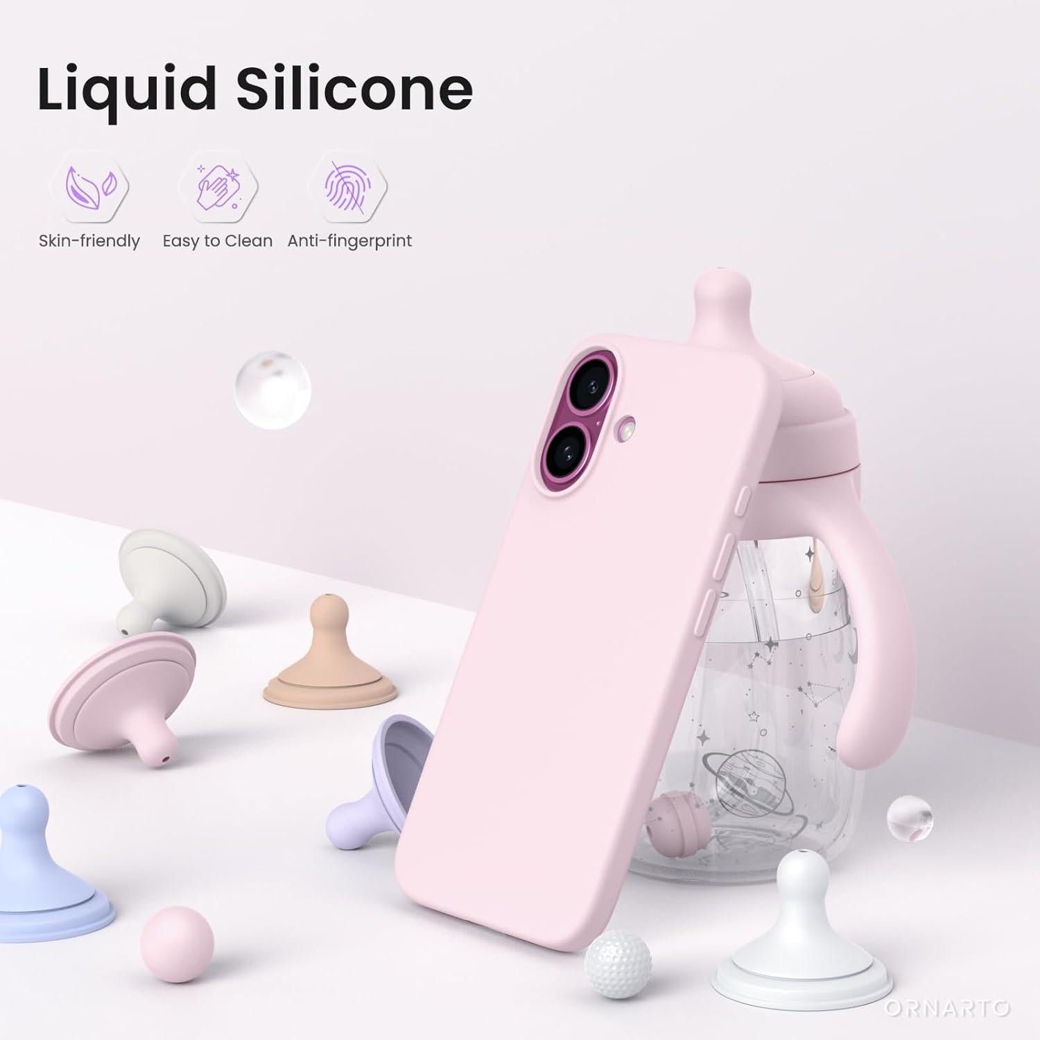 iPhone 16 Hülle Silikon flüssig Stoßfest Kratzfest Rosa